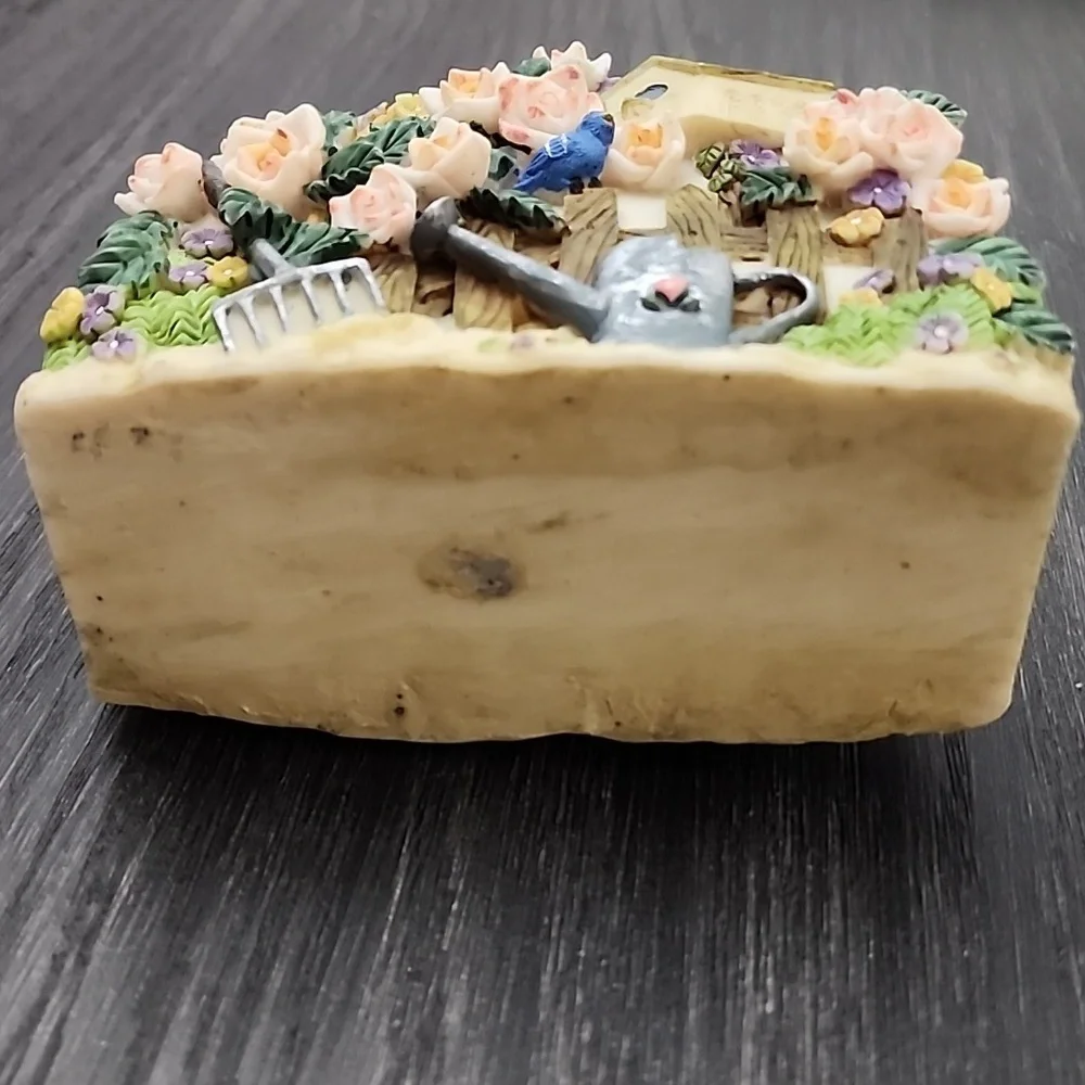 Springtime Floral Garden Scene Resin Napkin Holder